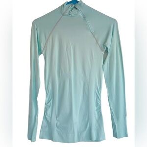 Athleta Finish Fast Asymmetrical Half Zip Aqua  Jacket Long Sleeve Sz XL